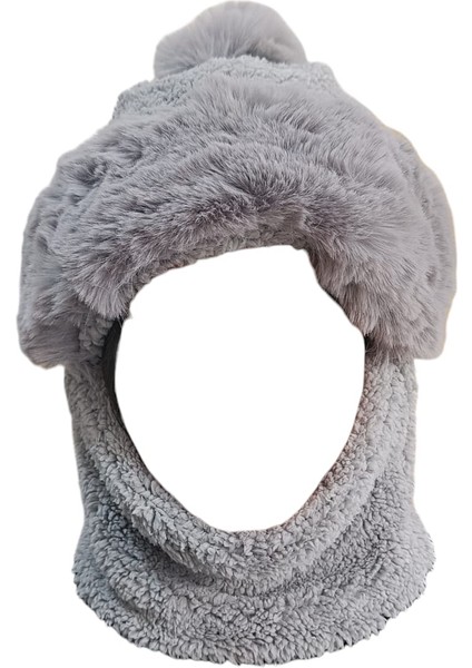 Kışlık Bere, Bere, Boyunluklu Bere, Peluş Bere Atkı, Rüzgar Geçirmez Peluş Şapka Atkı