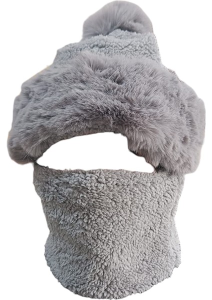 Kışlık Bere, Bere, Boyunluklu Bere, Peluş Bere Atkı, Rüzgar Geçirmez Peluş Şapka Atkı
