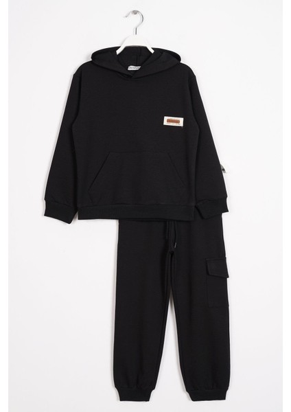 Kapüşonlu Kargo Cepli Haki Renk Erkek Çocuk Eşofman Takım