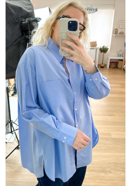 Mavi Oversize Kalıp Poplin Gömlek indirimleri