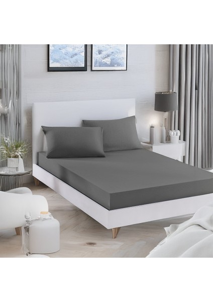 Paint Lastikli Çarşaf Seti Çift Kişilik D.boya Füme