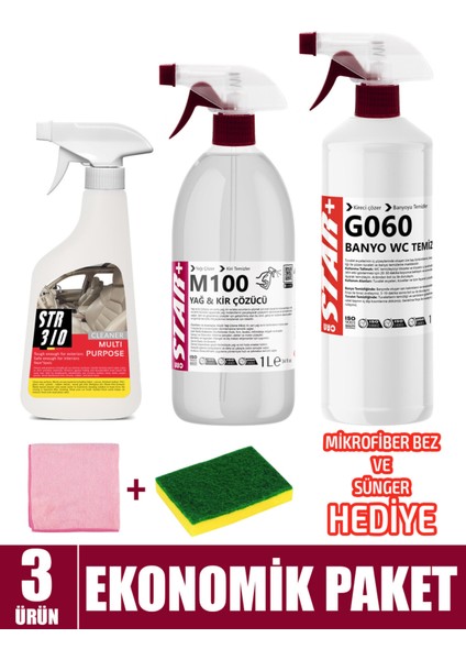 3'ü 1 Arada Güç: Leke Çıkarıcı, Yağ ve Kir Sökücü, Banyo & Wc Temizleyici