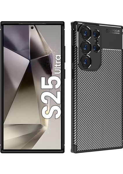 Samsung Galaxy S25 Ultra Kılıf Kamera Çıkıntılı Karbon Desenli Renk Atmaz Koruyucu Negro Kapak