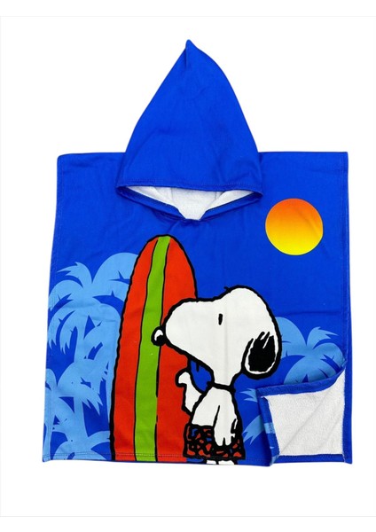 Erkek Çocuk Snoopy Karakter Baskılı Panço Standart Beden Plaj Havlusu