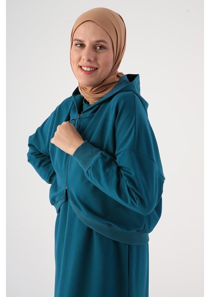 Açık Petrol-Kısa Hırkalı Kolsuz Elbiseli Takım fırsatları