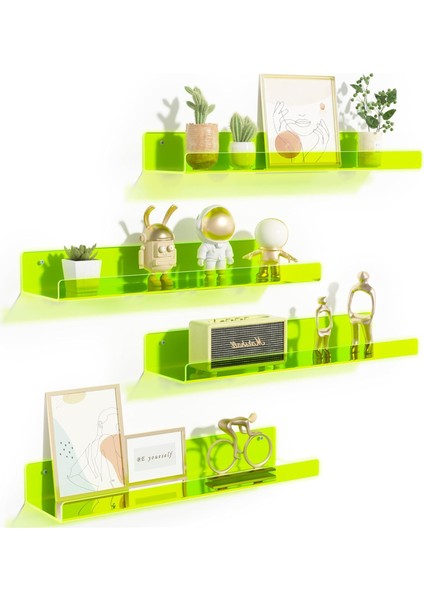 Transparan Neon Yeşil Duvar Raf (30 cm x 10 cm ) indirimleri