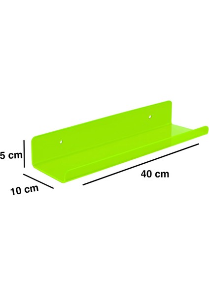 Transparan Neon Yeşil Duvar Raf (40 cm x 10 cm )