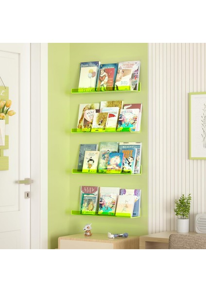 Transparan Neon Yeşil Duvar Raf (40 cm x 10 cm )