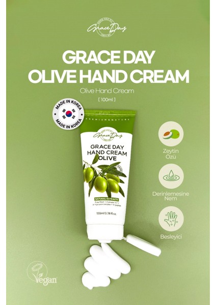Zeytinyağı Içeren Nemlendirici Vegan El Kremi Grace Day Hand Cream Olive 100ML fiyatları