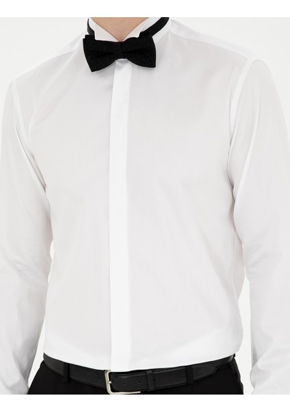 Erkek Beyaz Slim Fit Smokin Gömlek 50286246-VR013