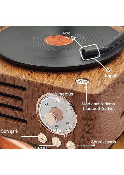 Retro Bluetooth Ses Gramofon Masa Dekorasyonu (Yurt Dışından)