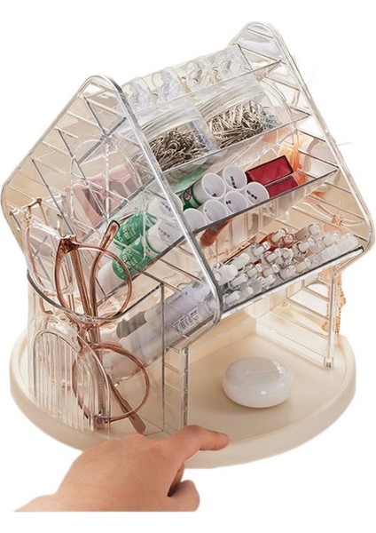 Kozmetik Saklama Kutusu - Dönen Şeffaf Üst Düzey Anlam - Çok Fonksiyonlu Mücevher Saklama Kutusu (Yurt Dışından)