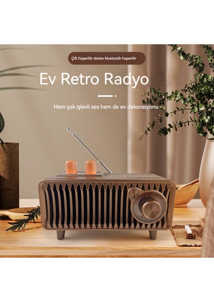 Retro Wood Grain Bluetooth Konuştuğu Radyo (Yurt Dışından)