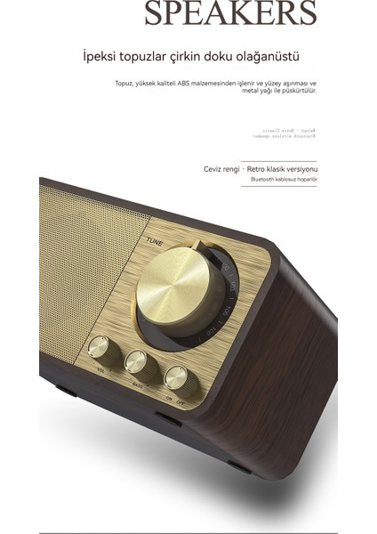 Retro Bluetooth Hoparlör Ahşap Radyo Tf Kartı Takılabilir (Yurt Dışından)
