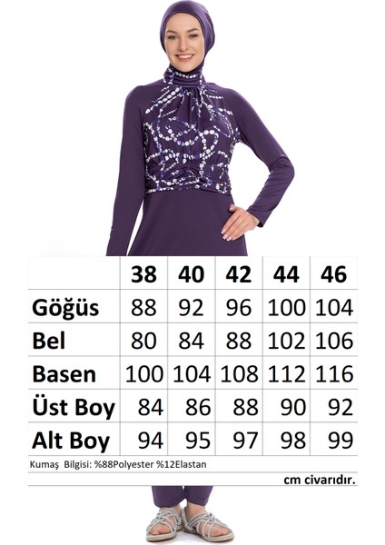 Likralı Tam Kapalı Mayo 259-23 Mor