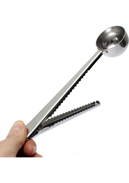 Paslanmaz Çelik Çay Kahve Bitki Çayı Mutfak Ölçü Kaşığı ve Paket Klipsi Silver