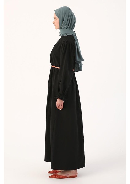 Siyah-Büzgülü Kemerli Elbise modelleri