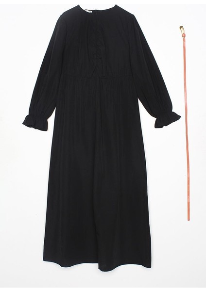 Siyah-Büzgülü Kemerli Elbise indirimleri