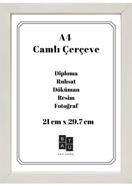 5 Adet A4 Çerçeve Gerçek Camlı Belge Diploma Resim Fotoğraf Asılabilir 21 x 29.7 cm