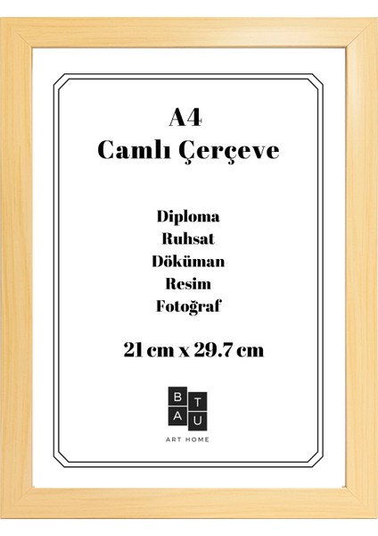 5 Adet A4 Çerçeve Gerçek Camlı Belge Diploma Resim Fotoğraf Asılabilir 21 x 29.7 cm