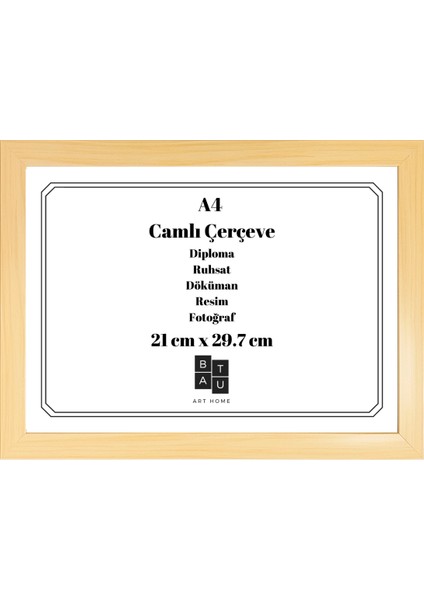 5 Adet A4 Çerçeve Gerçek Camlı Belge Diploma Resim Fotoğraf Asılabilir 21 x 29.7 cm