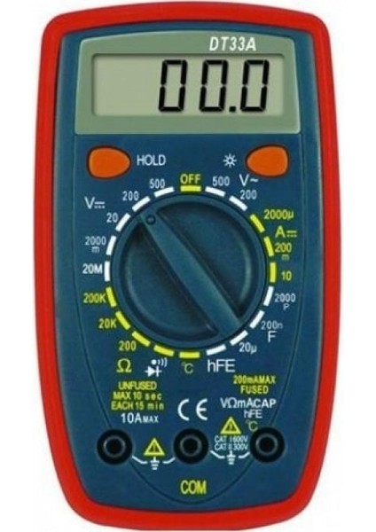 Dijital Multimetre Digital Tech DT33A Aydınlatmalı