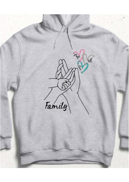 Family Touch Hoodie Sweatshirt Gri