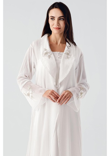 Elegant Dokuma Dantelli Viskoz Sabahlık Gecelik Takım fırsatları