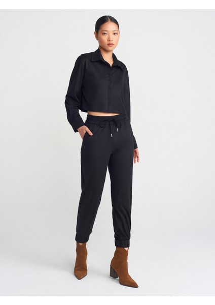 Manşetli Jogger Süet Pantolon