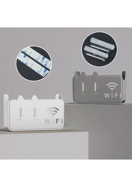 Siyah Polikarbon Wifi Kutusu Kedi Desenli Duvar Asılabilir Sigorta ve Modem Saklama Kutusu 25X15X6 cm