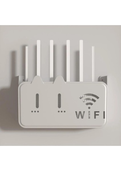 Siyah Polikarbon Wifi Kutusu Kedi Desenli Duvar Asılabilir Sigorta ve Modem Saklama Kutusu 25X15X6 cm