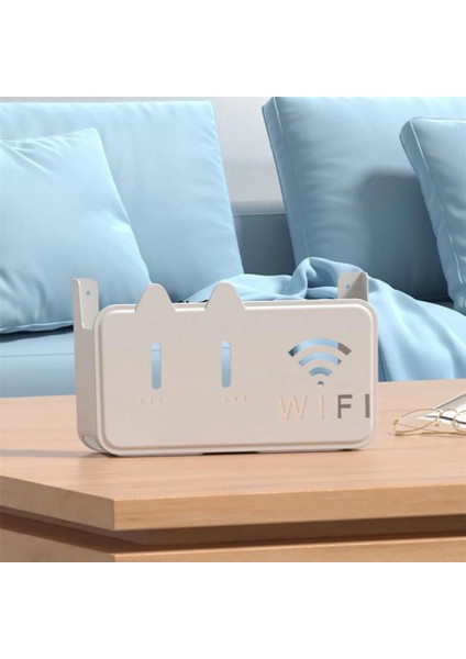 Siyah Polikarbon Wifi Kutusu Kedi Desenli Duvar Asılabilir Sigorta ve Modem Saklama Kutusu 25X15X6 cm