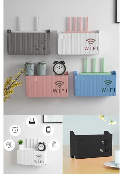 Siyah Pleksi Wifi Kutusu Duvar Asılabilir Sigorta ve Modem Saklama Kutusu 25X15X6 cm