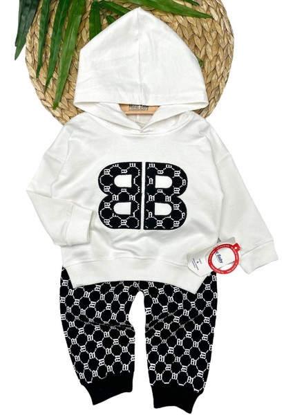 Unisex Çocuk Bb Harf Baskılı Pamuklu Alt Üst Takım