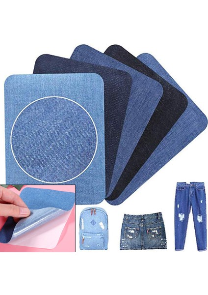 Kot Jeans Denim Kumaş Yapışkanlı Tamir Yama Seti 17 Parça Siyah