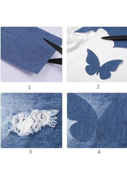 Kot Jeans Denim Kumaş Yapışkanlı Tamir Yama Seti 17 Parça Siyah