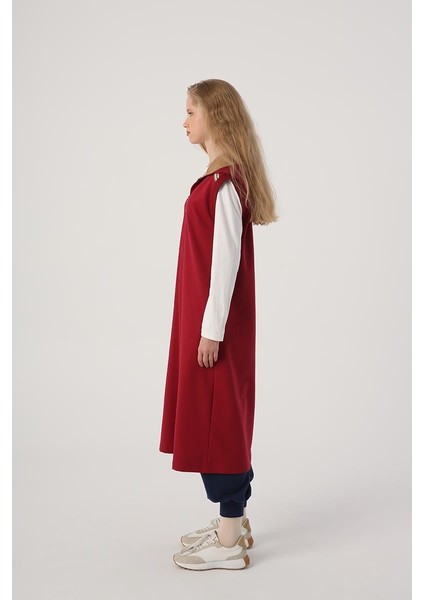 Koyu Bordo-Dokuma Garnili Şerit Detaylı Kapüşonlu Yelek modelleri