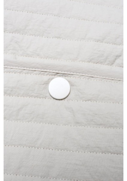 Bej-Oversize Çıtçıtlı Dikey Çizgi Uzun Kapitone Yelek indirimleri