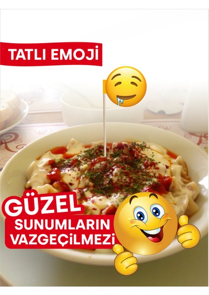 Canı Tatlı Çeken Emojili Tatlı Bayrak Kürdan modelleri