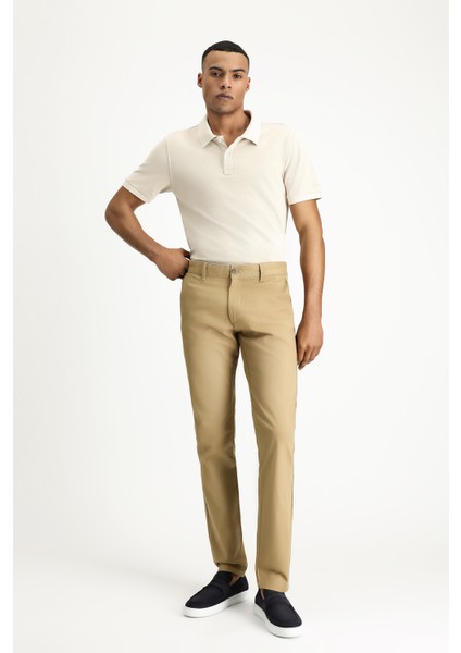 Slim Fit Dar Kesim Desenli Likralı Kanvas / Chino Pantolon