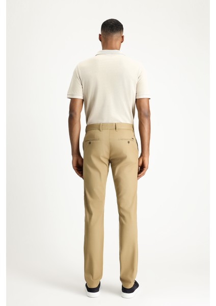 Slim Fit Dar Kesim Desenli Likralı Kanvas / Chino Pantolon