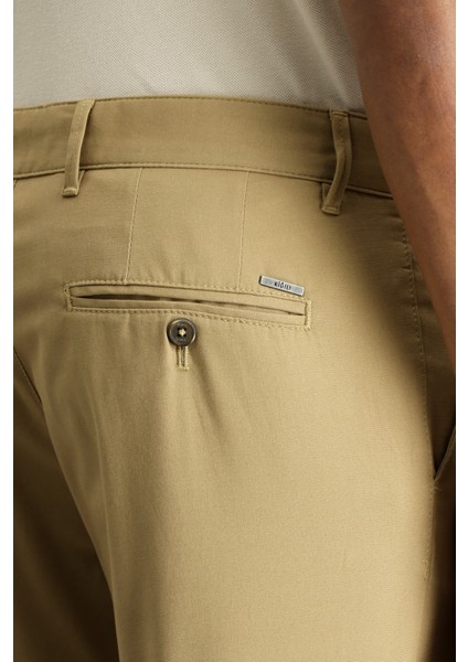 Slim Fit Dar Kesim Desenli Likralı Kanvas / Chino Pantolon