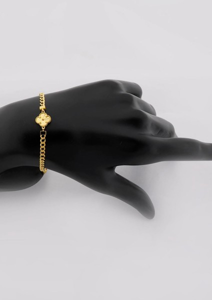 14 Ayar Altın Parlak Yonca Bileklik fırsatları