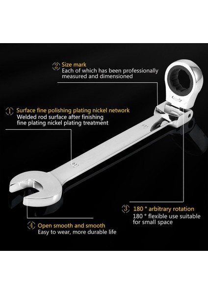 16MM Tarzı Esnek Başlı Ratchet Anahtar Seti Anahtarlar Kombinasyon Krom Kaplama Dişli Anahtar Aracı Seti Araba Tamir Ratchet (Yurt Dışından) modelleri