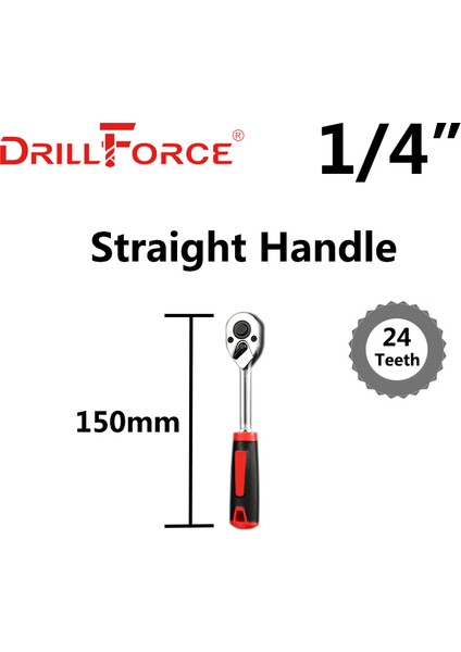 1-4 Düz 24T Stili Drillforce Tork Ratchet Anahtar Dişli Cr-V Çelik Otomatik Hızlı Çıkarma Profesyonel Uçlar El Aletleri (Yurt Dışından)