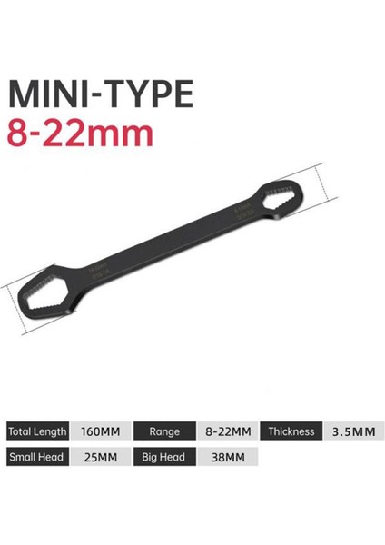 8-22MM Siyah Tarzı Evrensel Torx Anahtar Kalınlığı Kendinden Sıkıştırmalı Ayarlanabilir Anahtar Tahtası Çift Başlı Torx Anahtarı El Aletleri (Yurt Dışından)