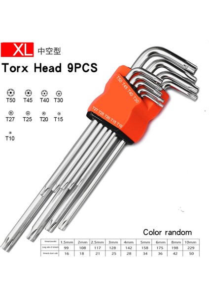 Torx Kafası 9pcs Xl Tarzı L Tipi Çift Uçlu Tornavida Iç Hex Anahtar Seti Allen Anahtar Hexagon Düz Topuz Torx Yıldız Başlı Anahtar Seti El Aletleri (Yurt Dışından)