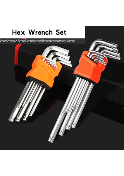 Torx Kafası 9pcs Xl Tarzı L Tipi Çift Uçlu Tornavida Iç Hex Anahtar Seti Allen Anahtar Hexagon Düz Topuz Torx Yıldız Başlı Anahtar Seti El Aletleri (Yurt Dışından)