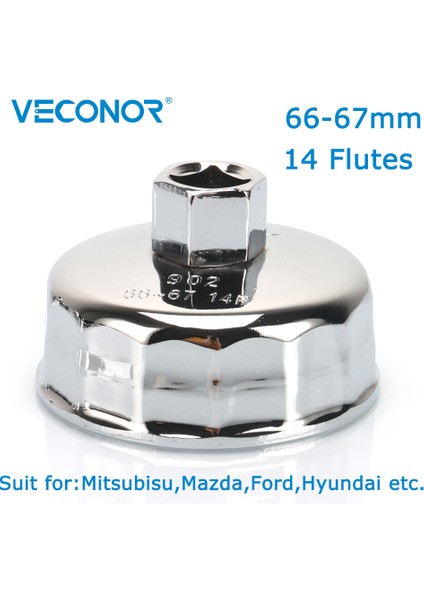 Veconor Kare Dr.çelik Yağ Filtre Anahtarı Kapağı Aracı 14 Flüt Evrensel Mitsubisu Mazda Ford Için Çıkarıcı (Yurt Dışından)