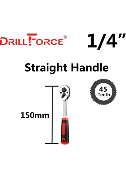 1-4 Düz 45T Stili Drillforce Tork Ratchet Anahtar Dişli Cr-V Çelik Otomatik Hızlı Çıkarma Profesyonel Uçlar El Aletleri (Yurt Dışından)